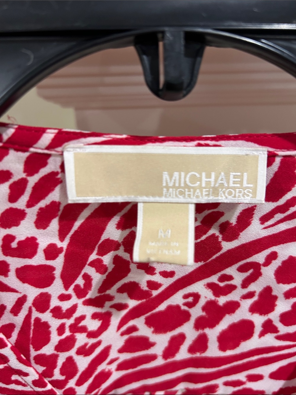 Michael Kors Pink and White Printed Zip-Front Blouse - Picture 2 of 3